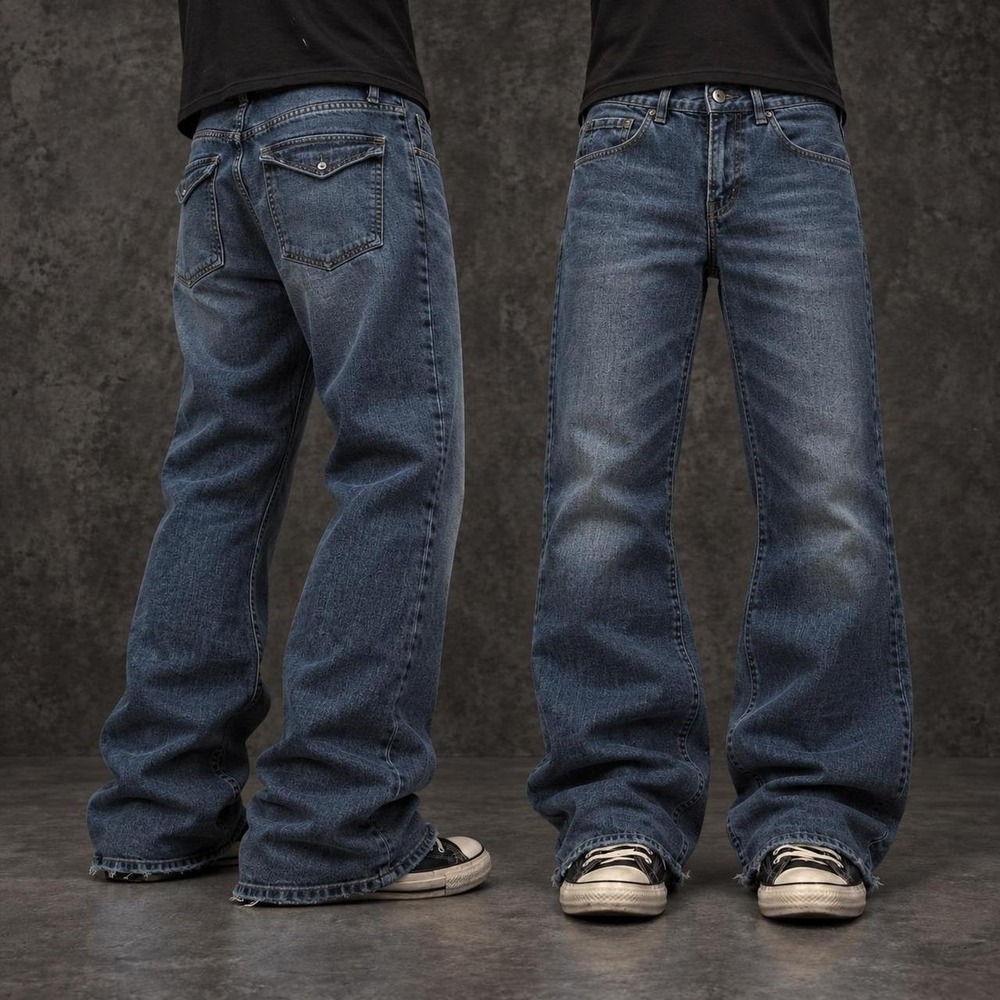 30x30 Dark Blue Straight Flared Bootcut Jeans Y2K